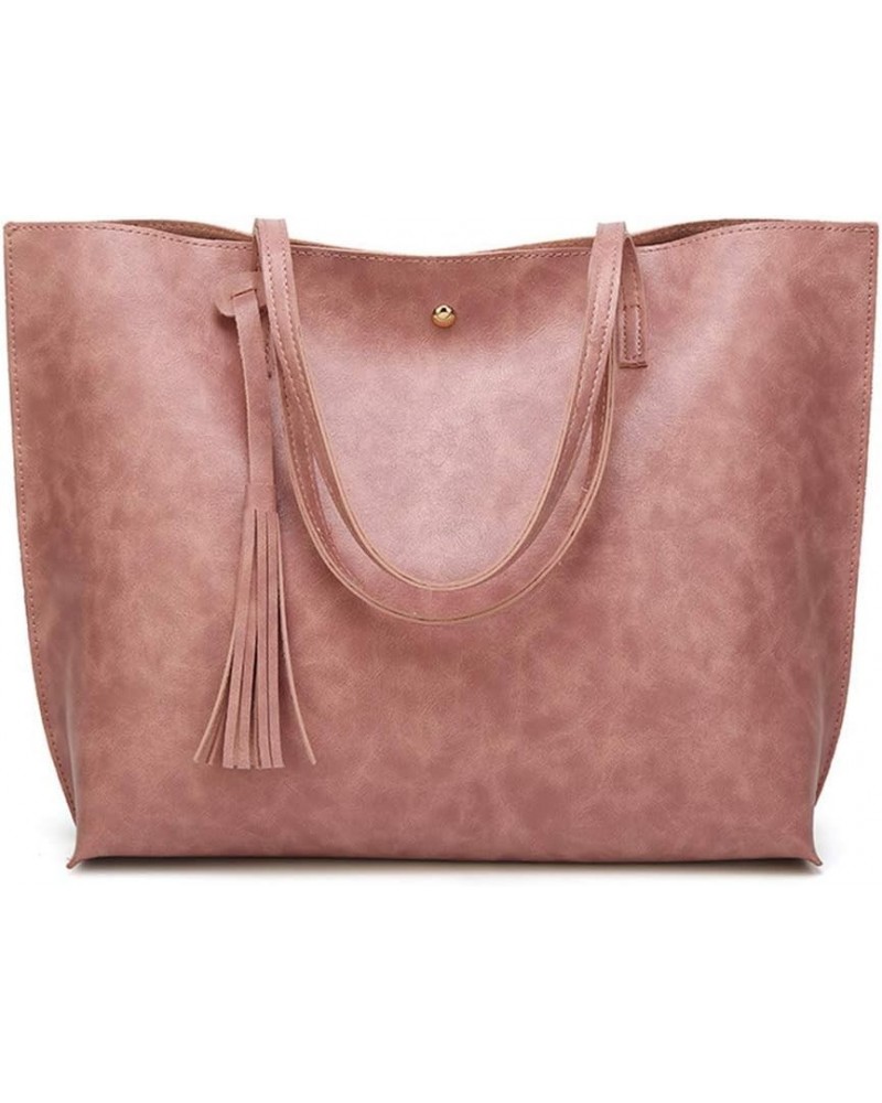 Women Tote Bags Top Handle Satchel Handbags PU Leather Tassel Shoulder Purse Pink $26.65 Totes