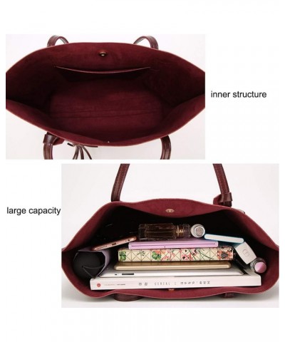 Women Tote Bags Top Handle Satchel Handbags PU Leather Tassel Shoulder Purse Pink $26.65 Totes