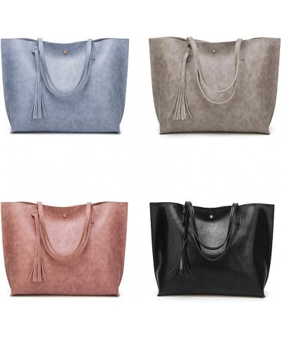 Women Tote Bags Top Handle Satchel Handbags PU Leather Tassel Shoulder Purse Pink $26.65 Totes