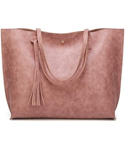 Women Tote Bags Top Handle Satchel Handbags PU Leather Tassel Shoulder Purse Pink $26.65 Totes