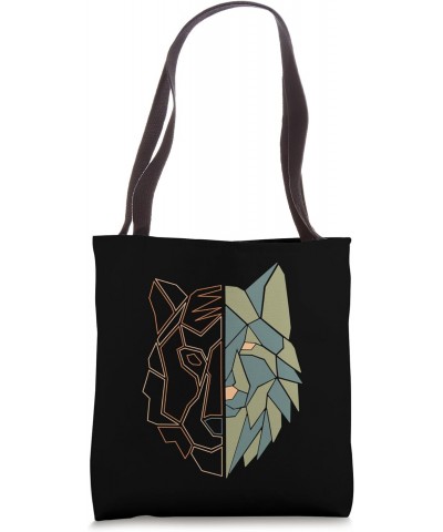 My two faces - wolf and tiger - wildlife art animal motif Tote Bag $9.46 Totes