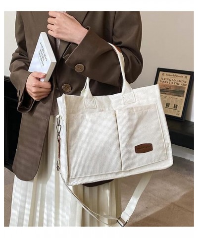 Tote Bag for Women Fashion Corduroy Hobo Shoulder Bag Canvas Handbag Purse Casual Crossbody Messenger Bag with Multi-Pocket A...