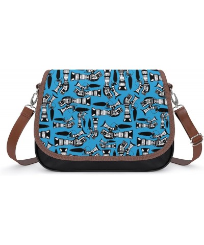 Cameras on Blue Women Crossbody Clutch Purse Handbag Shoulder Bags $21.32 Clutches