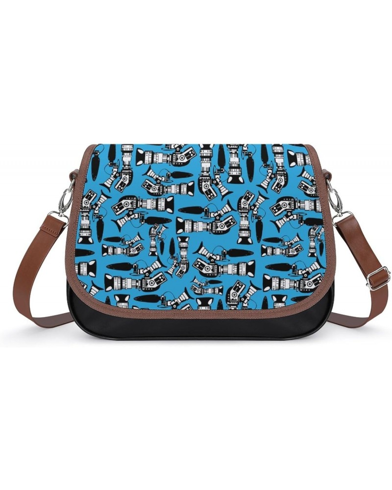 Cameras on Blue Women Crossbody Clutch Purse Handbag Shoulder Bags $21.32 Clutches