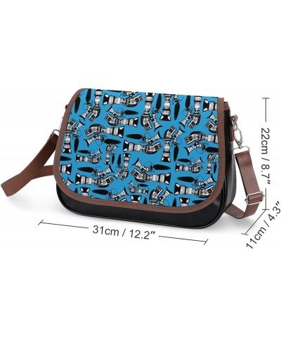 Cameras on Blue Women Crossbody Clutch Purse Handbag Shoulder Bags $21.32 Clutches